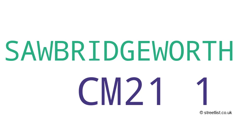 A word cloud for the CM21 1 postcode